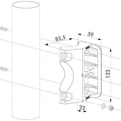 Doraz pro zámek LOCINOX,SKRZ šedý 7040 kruhový