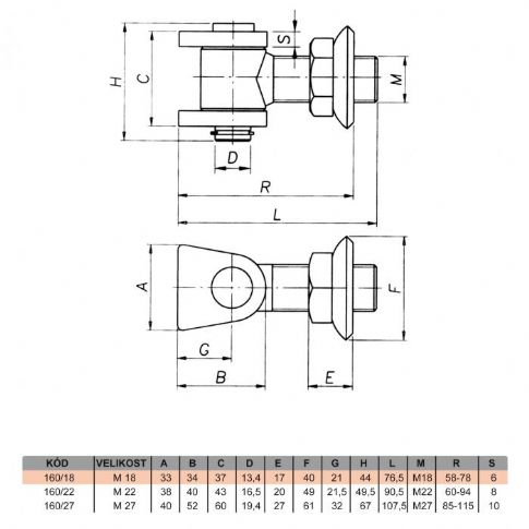 Pant 160-M18 regulovatelný k navaření na ocelové sloupky